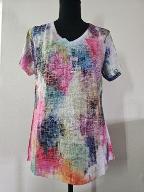 Oasis Multicolor Abstract Print Short Sleeve Tee